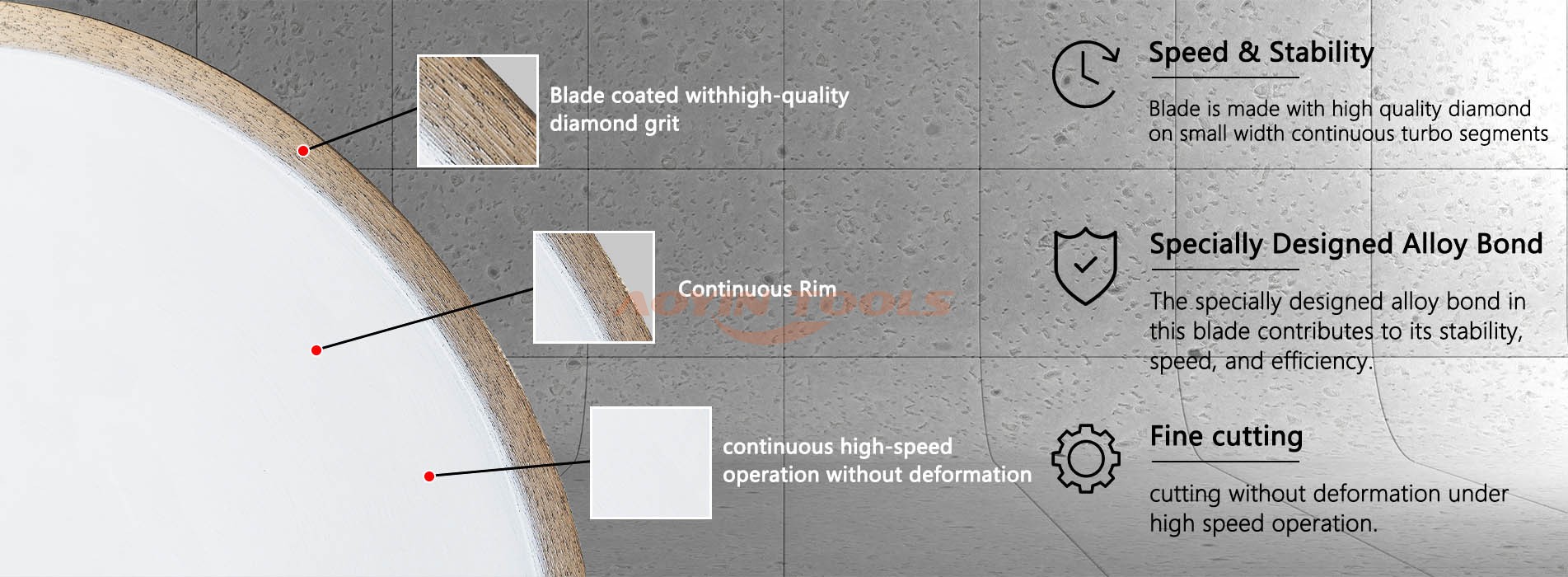 Continuous Rim Saw Blades for Porcelain Tile